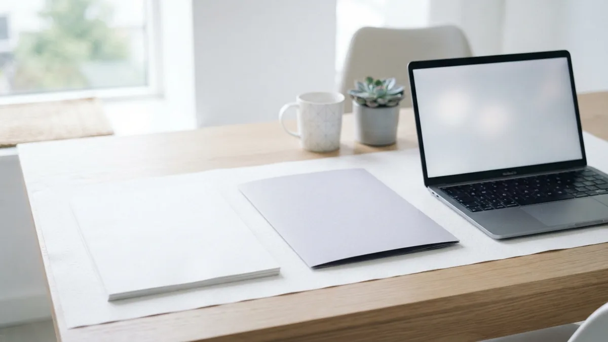 Reordered PDF page materials Blank papers and folder arranged for rearranging PDF pages