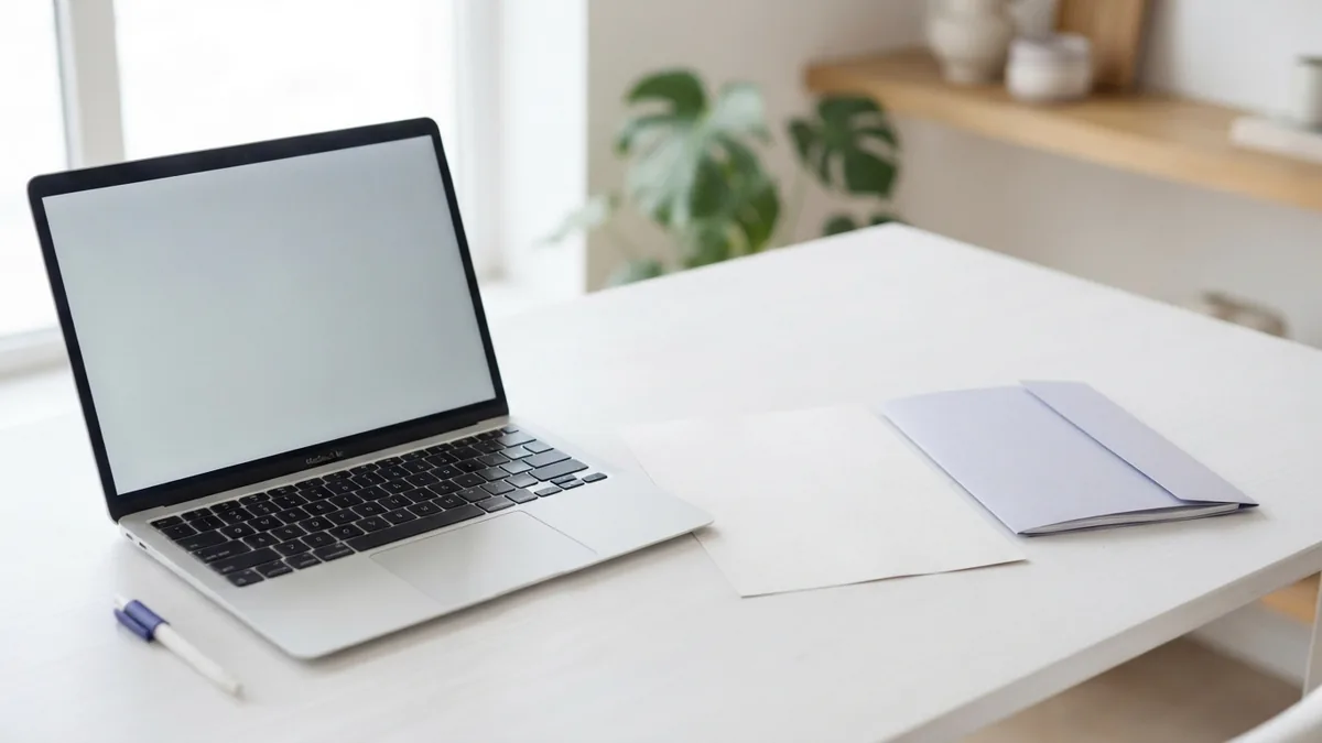 Adding a PDF page visually Laptop and blank paper page beside a folder for adding PDF pages as images