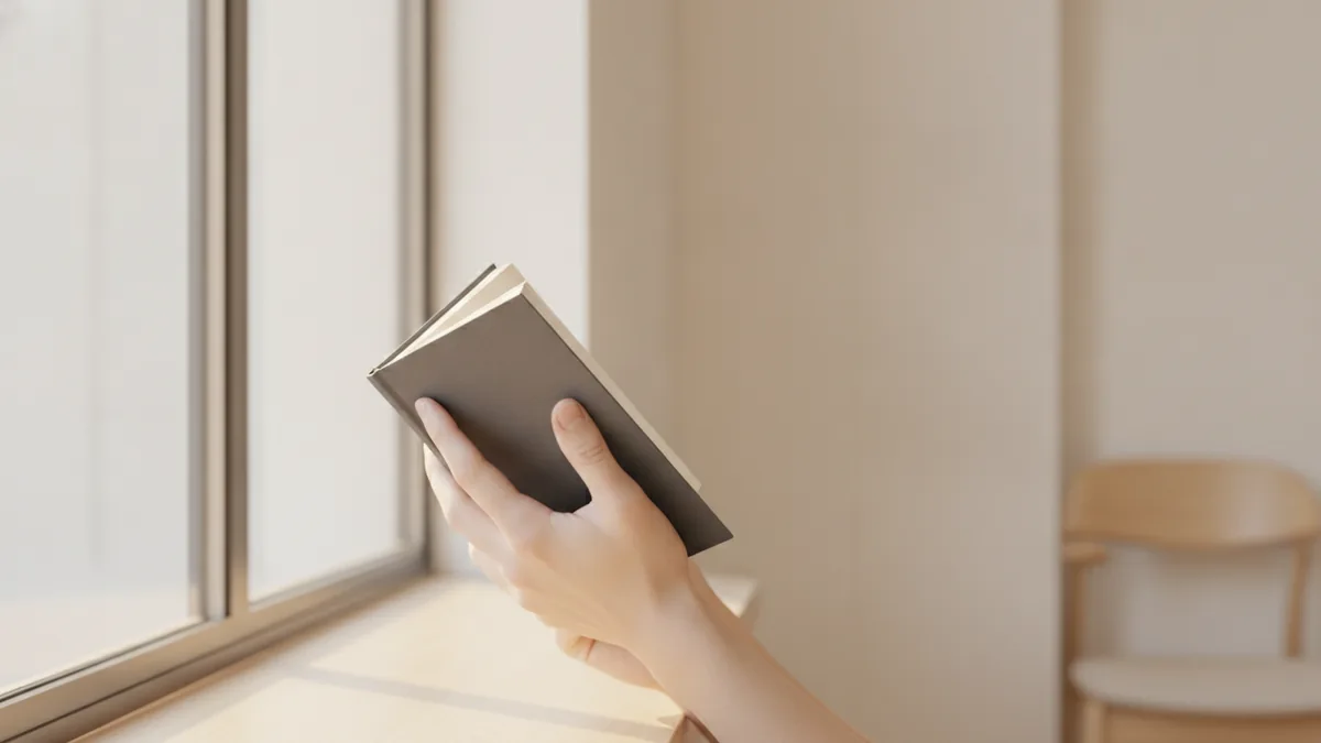 Hands holding recovery literature near a bright window for quiet reading