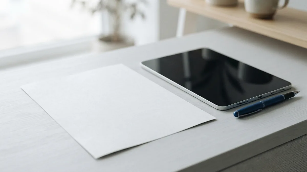 Check details for an in-text citation Blank printed page and tablet arranged for checking an in-text citation
