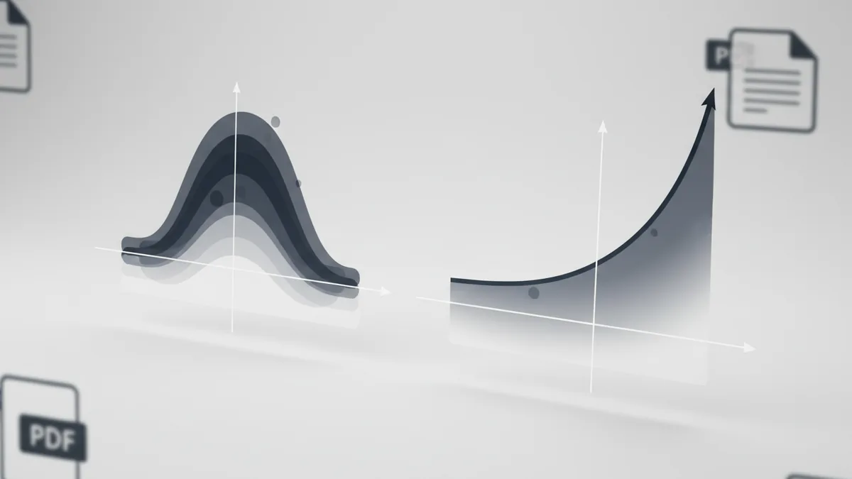 Two plots showing a density curve and an increasing cumulative curve