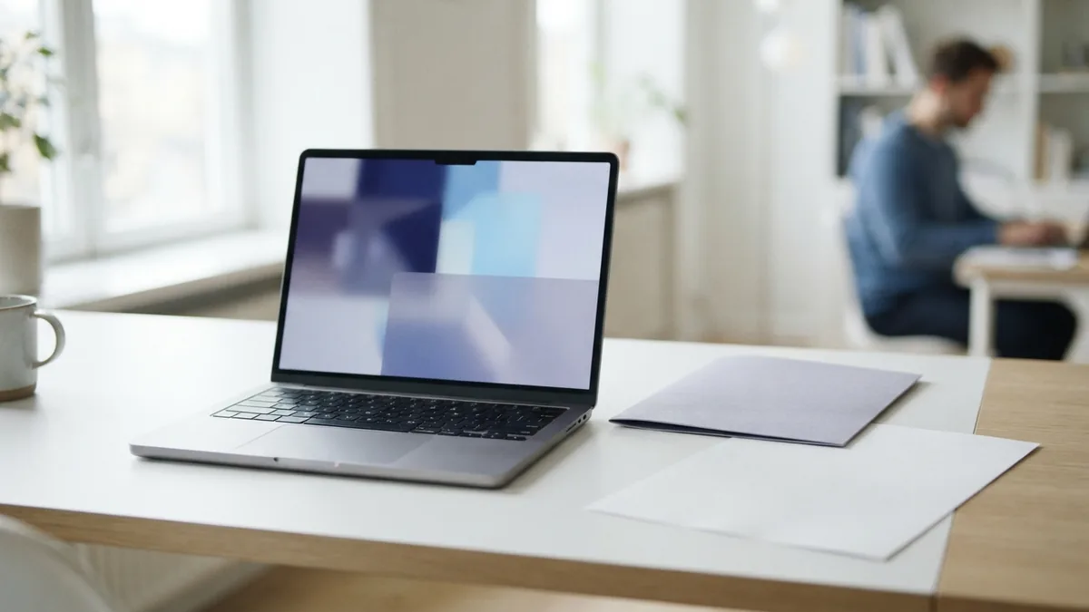 Laptop and folder arranged neatly to represent saving extracted PDF images