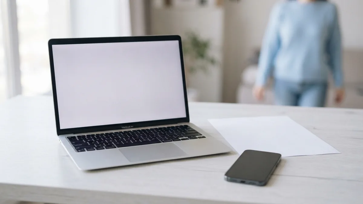 Convert files across your devices Smartphone and laptop beside a blank sheet for converting files across devices