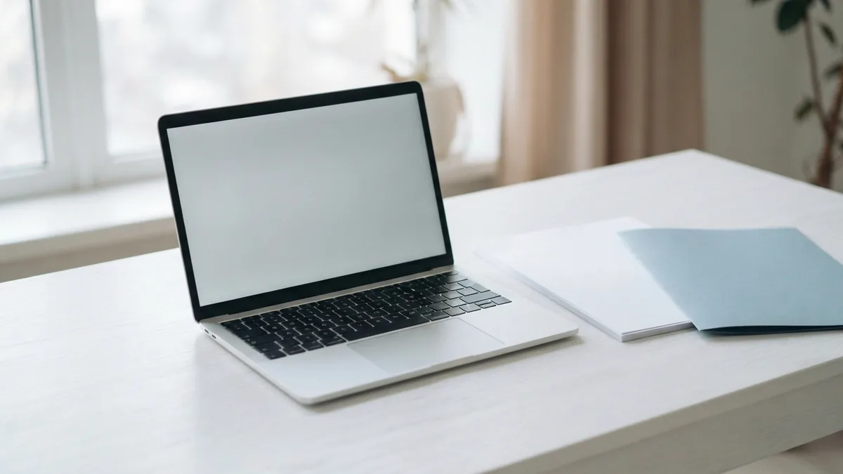 Prepare a document for online signing Laptop and blank document arranged for signing a PDF online