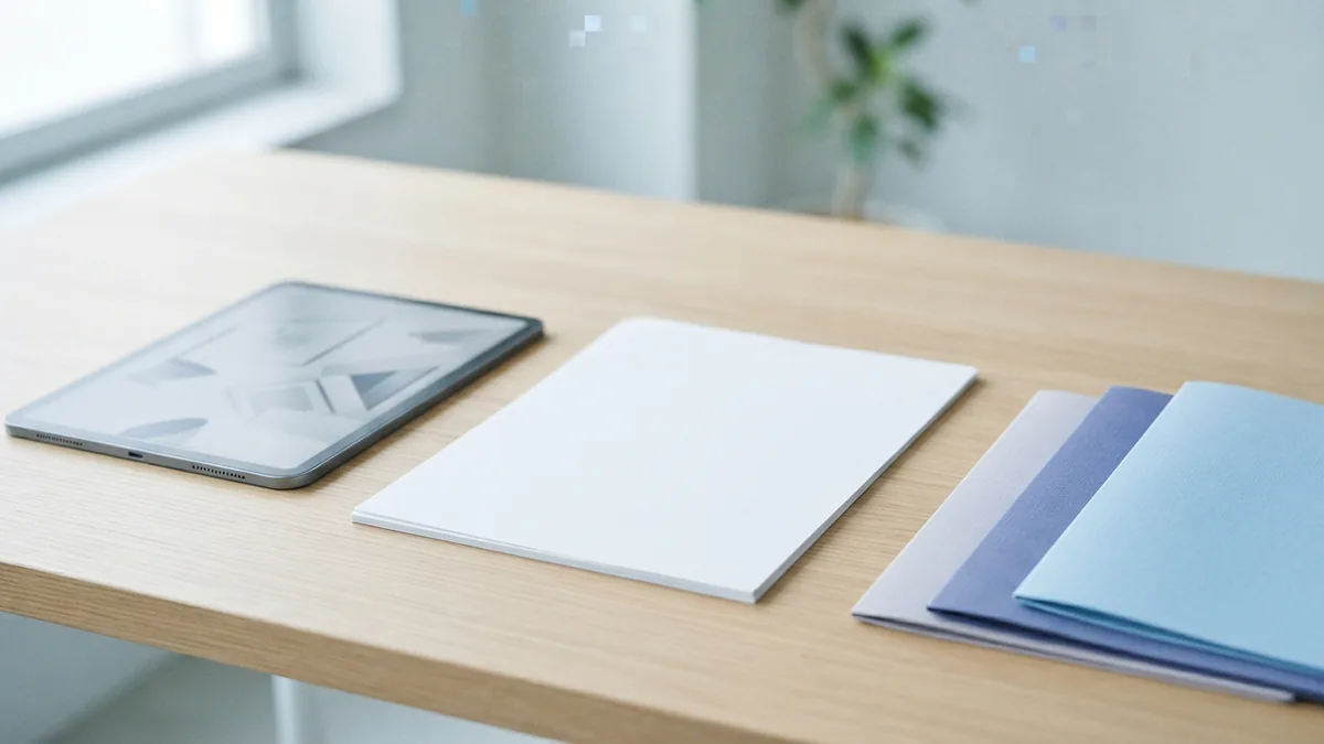 Tablet and blank files set out for choosing a PDF editing method