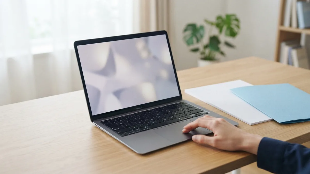 Laptop beside blank paper and folder for a Windows PDF editing task