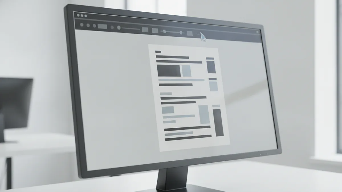 Monitor showing a PDF preview interface for troubleshooting