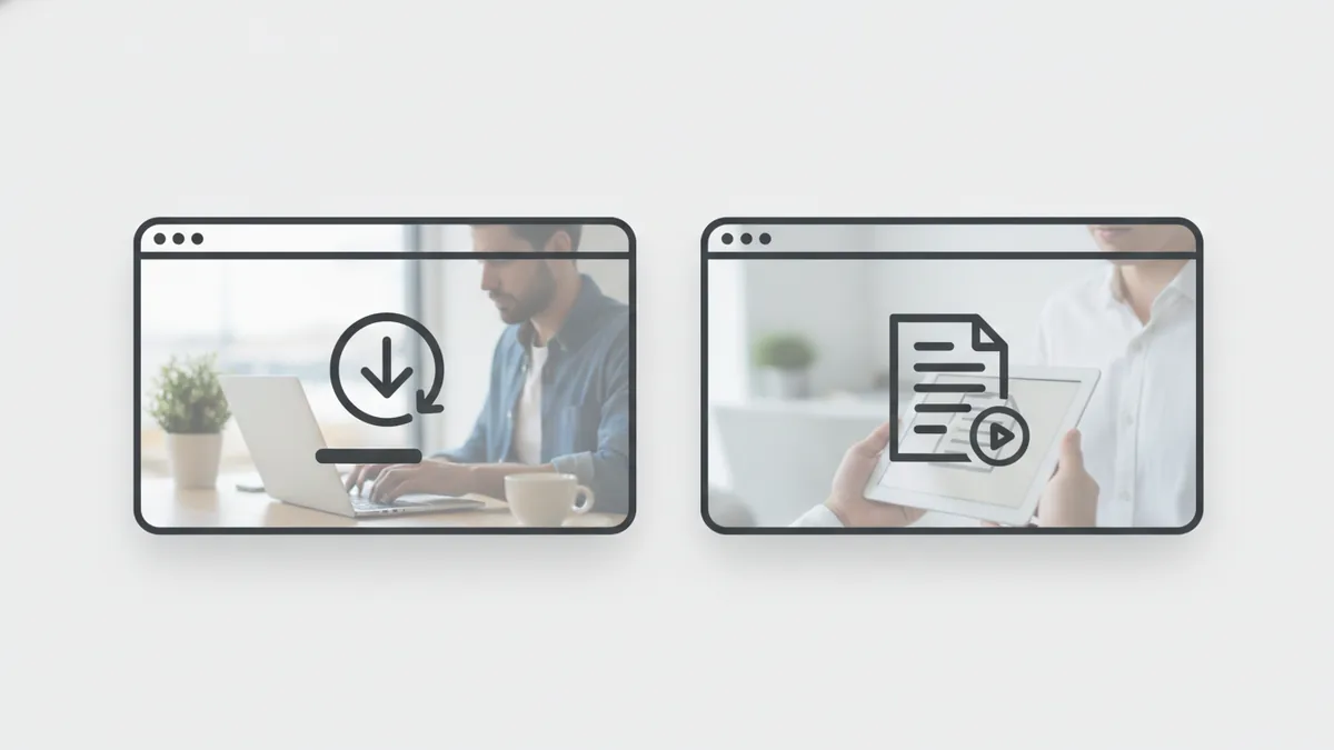 Choosing between linking a PDF download and embedding inline viewing