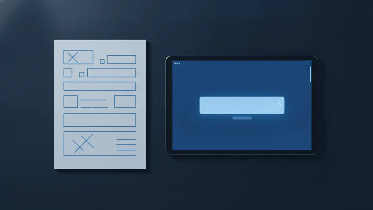 What makes a PDF fillable A form layout beside a device screen showing areas intended for user input