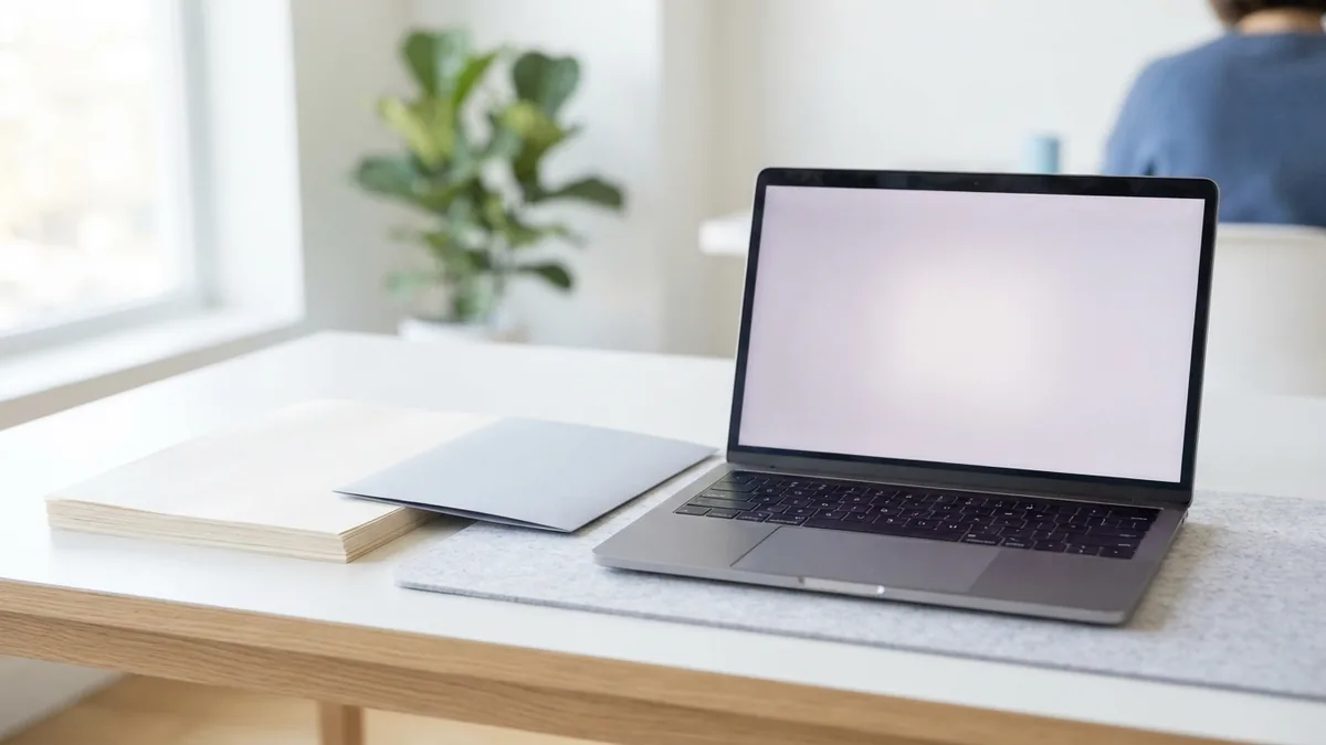 Laptop and document folder arranged for controlled PDF file work