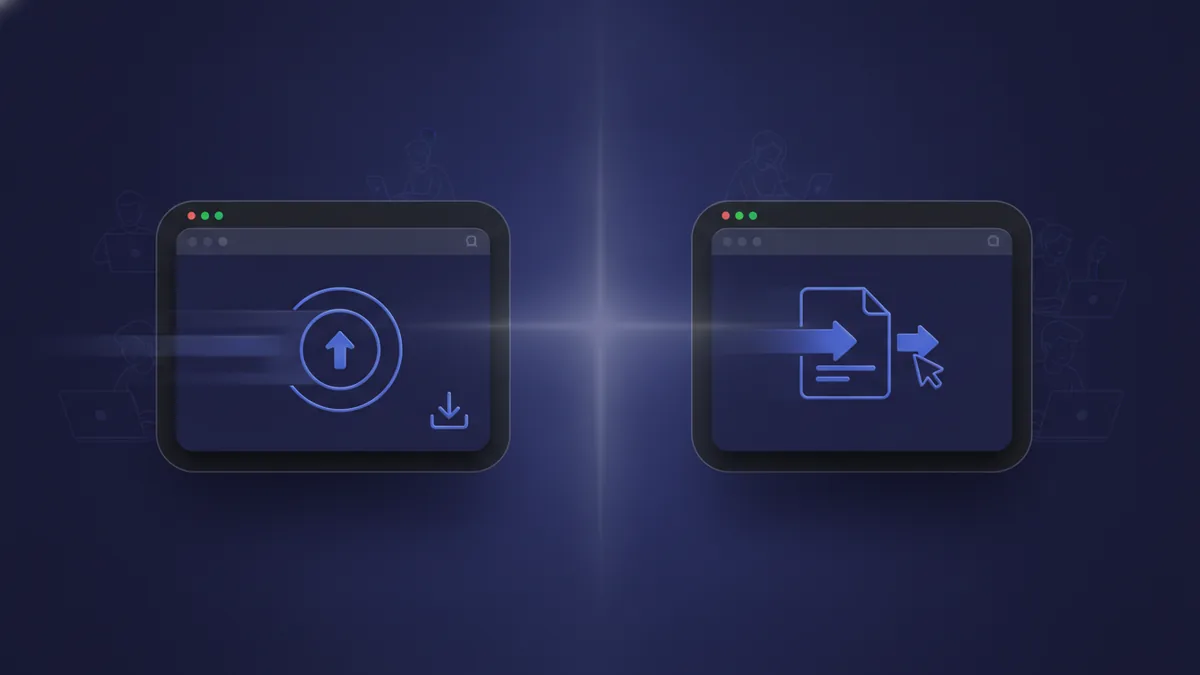 Online vs software conversion Two conversion paths shown side-by-side for online tools and desktop software.