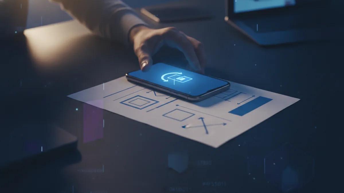 Hands using an iPhone with a PDF document beside it for conversion steps