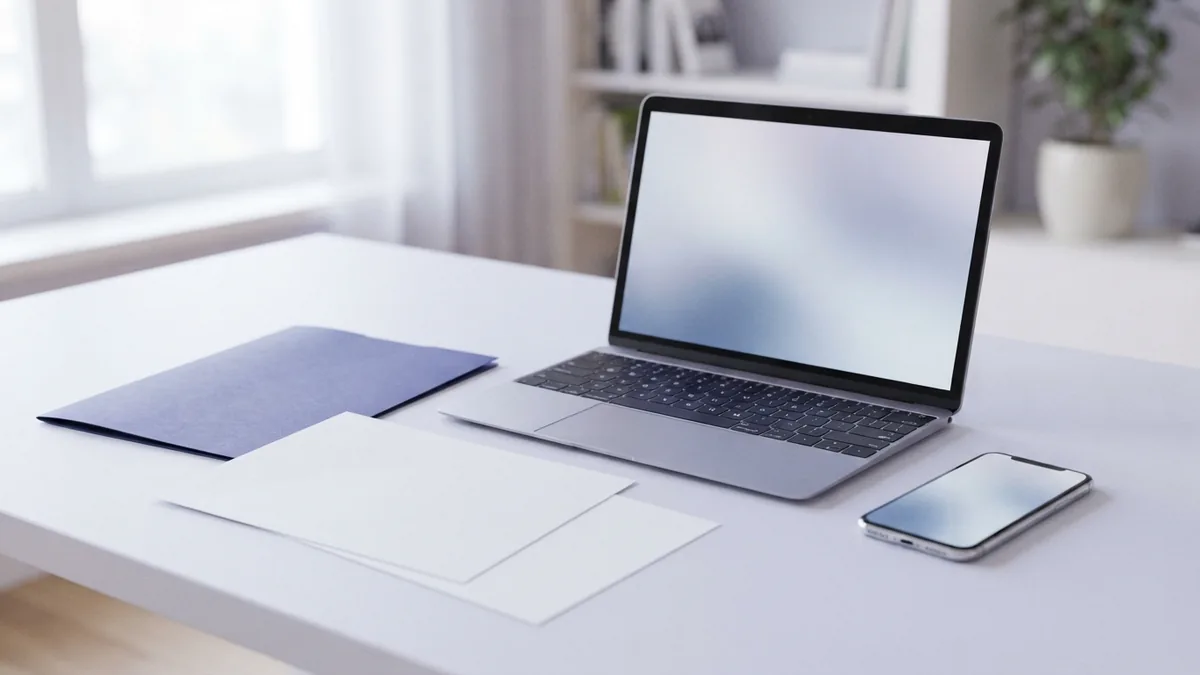 Laptop, phone, papers, and folder showing different ways to convert image files