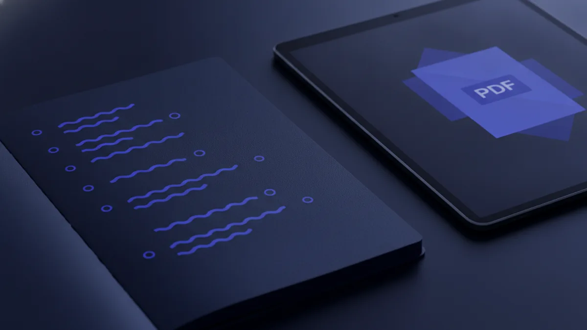 Notebook with notes beside a device preparing to include speaker notes in a PDF