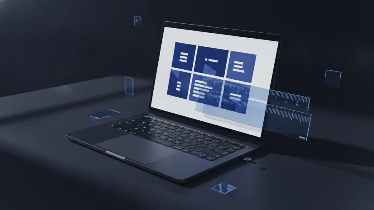 Format slides for clean PDF Laptop slide layout with clear spacing and alignment checks for PDF export