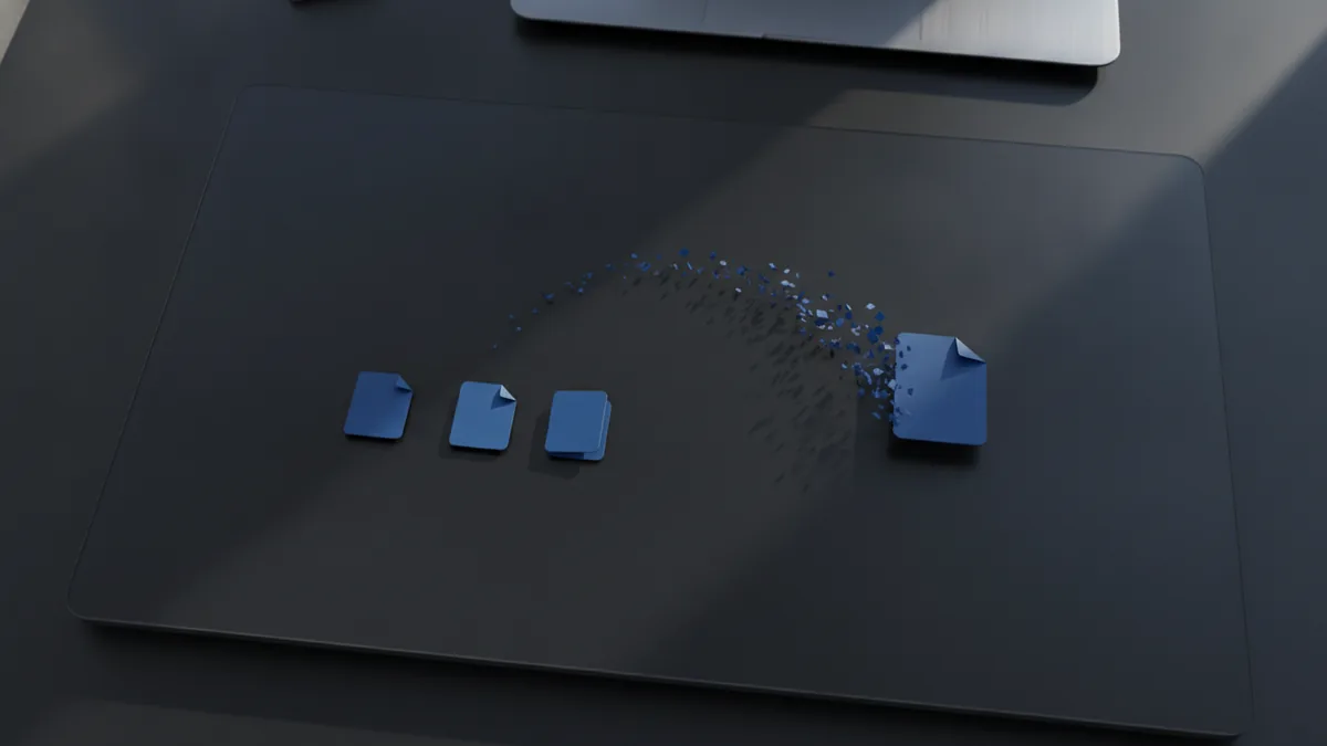 Online conversion methods Top-down desk scene representing drag-and-drop online converter tools.