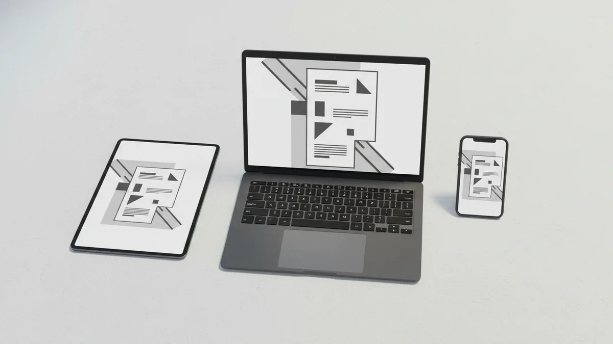 Multiple devices showing the same document to highlight PDF compatibility.