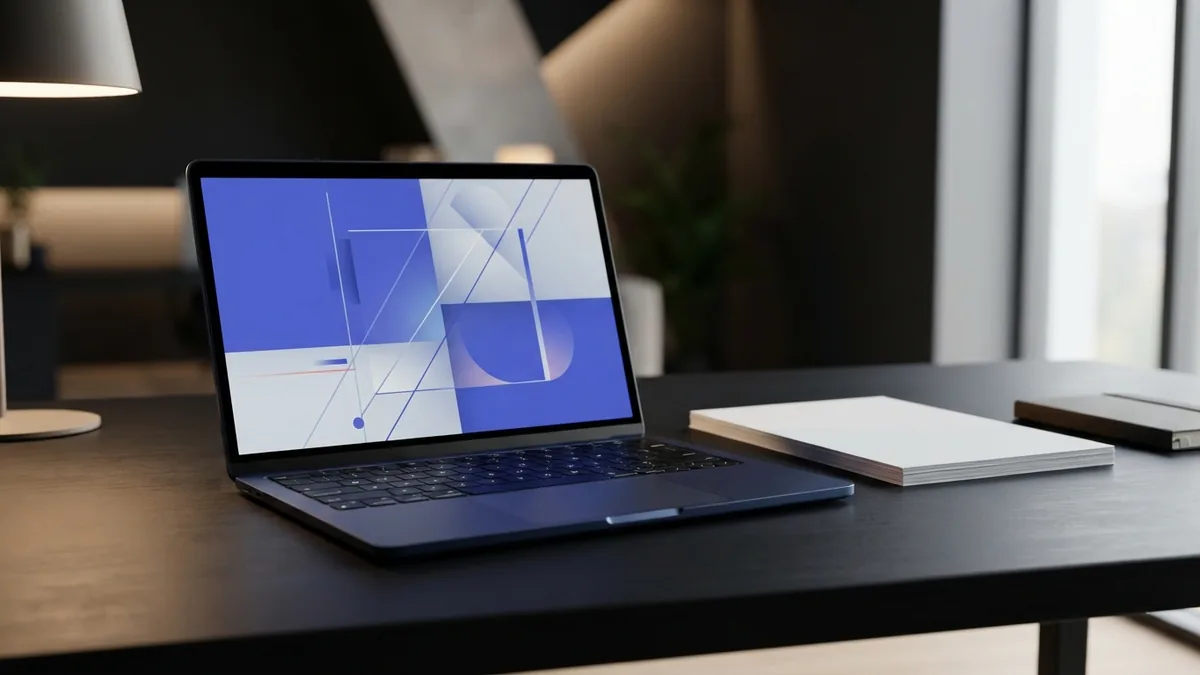 Laptop workspace showing a resume being saved as a PDF document