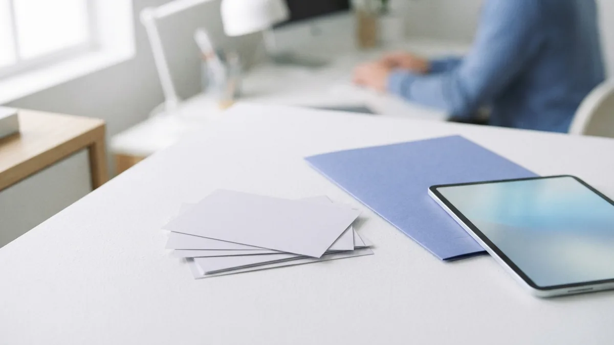 Pictures gathered for simple sharing Blank photo prints gathered beside a tablet and folder for easy document sharing
