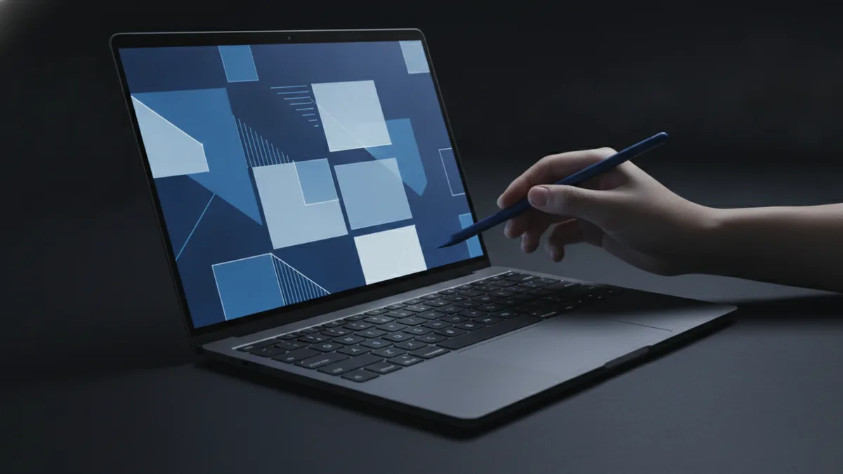 Hand and laptop showing document formatting before export