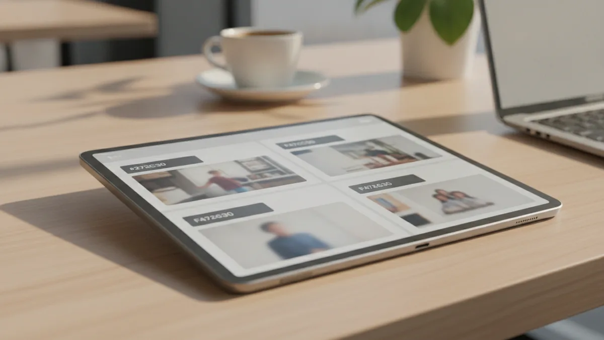 Tablet layout showing slide-style sections derived from a document.