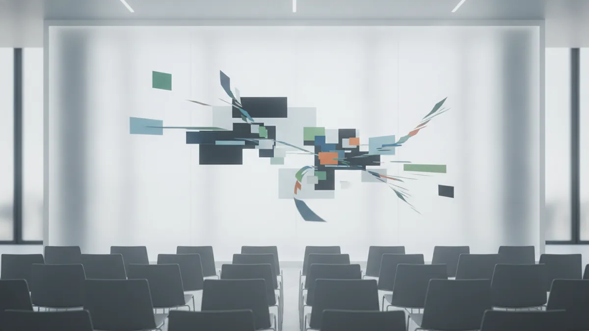 Presentation room illustrating engagement from a visual slide deck.