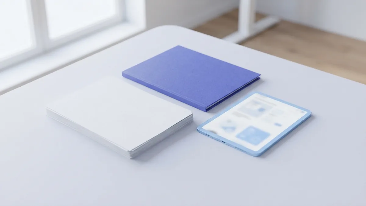 Organize the core portfolio parts Abstract paper sheets and folder arranged as one neat digital portfolio set