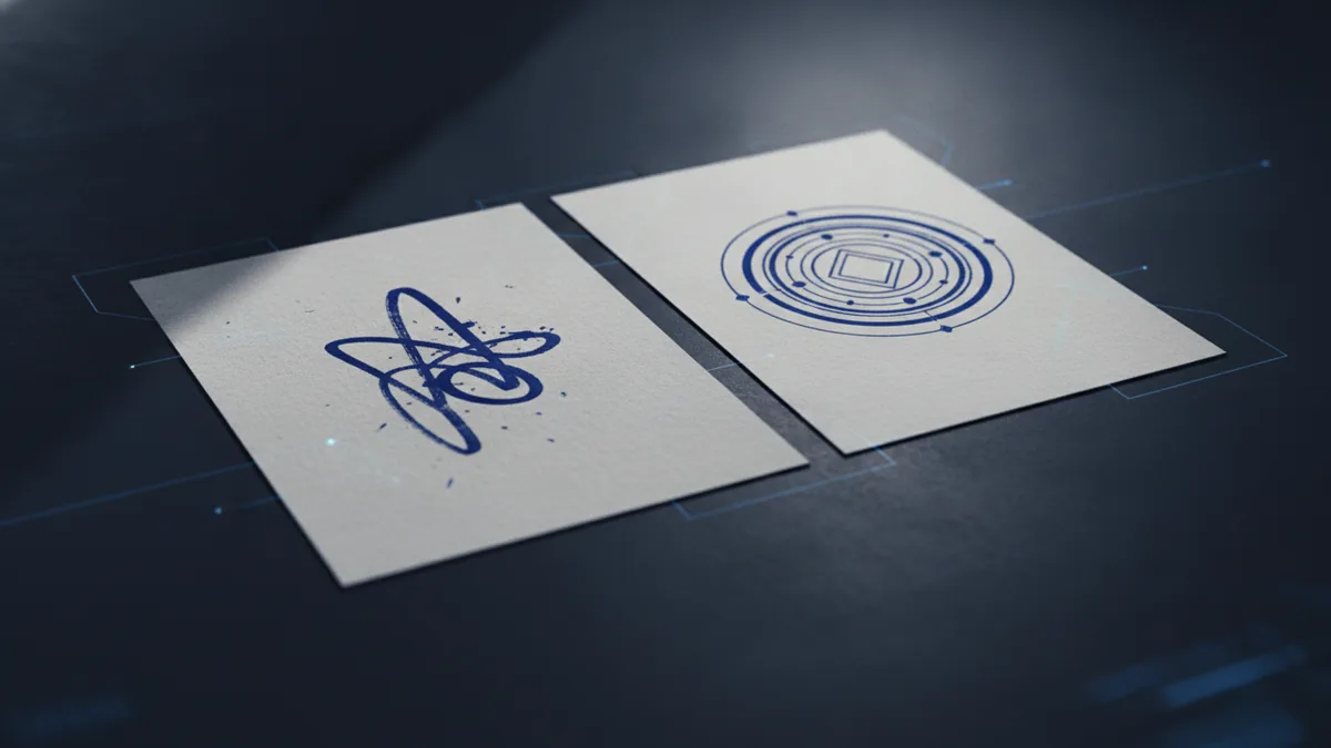 Two documents representing visual signatures and secure digital signatures