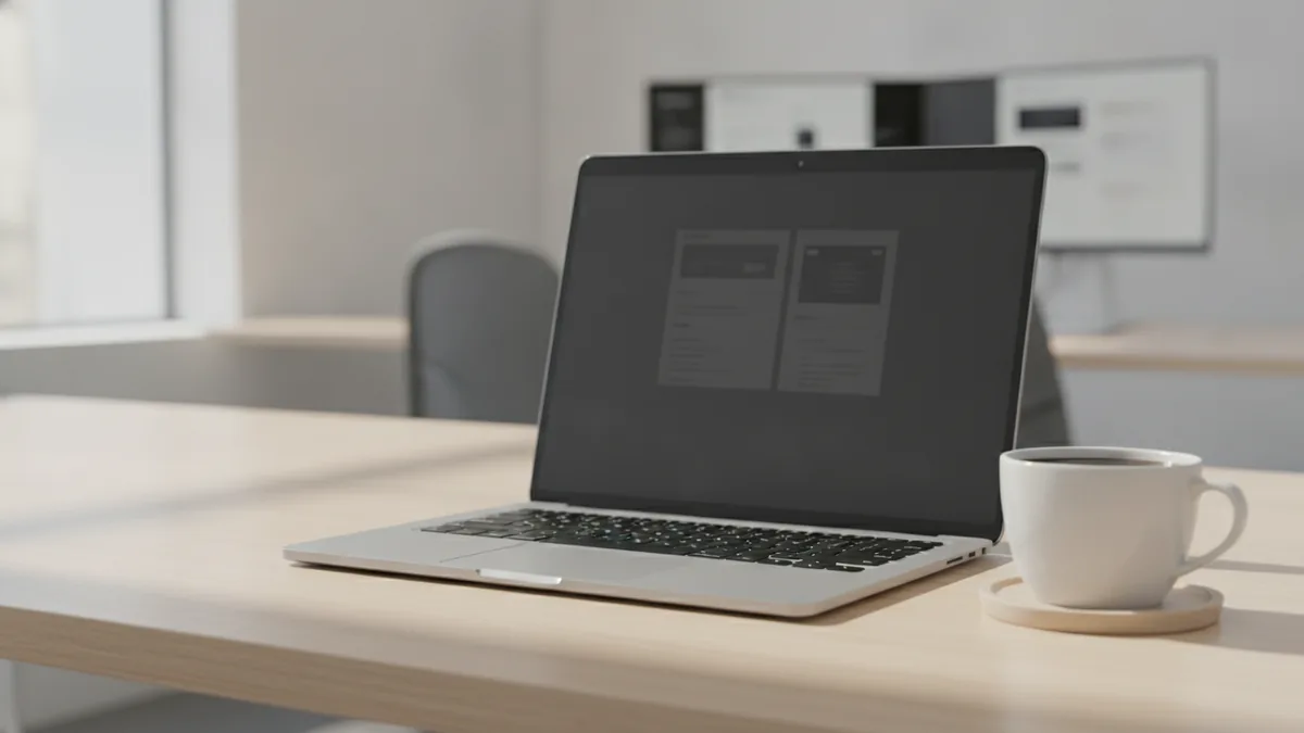 Laptop workspace for quick online PDF edits in a bright room.