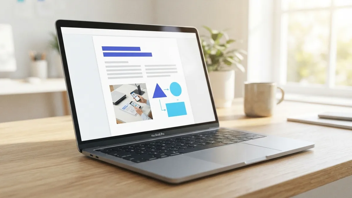 Mac workspace showing a PDF page with added text and image elements