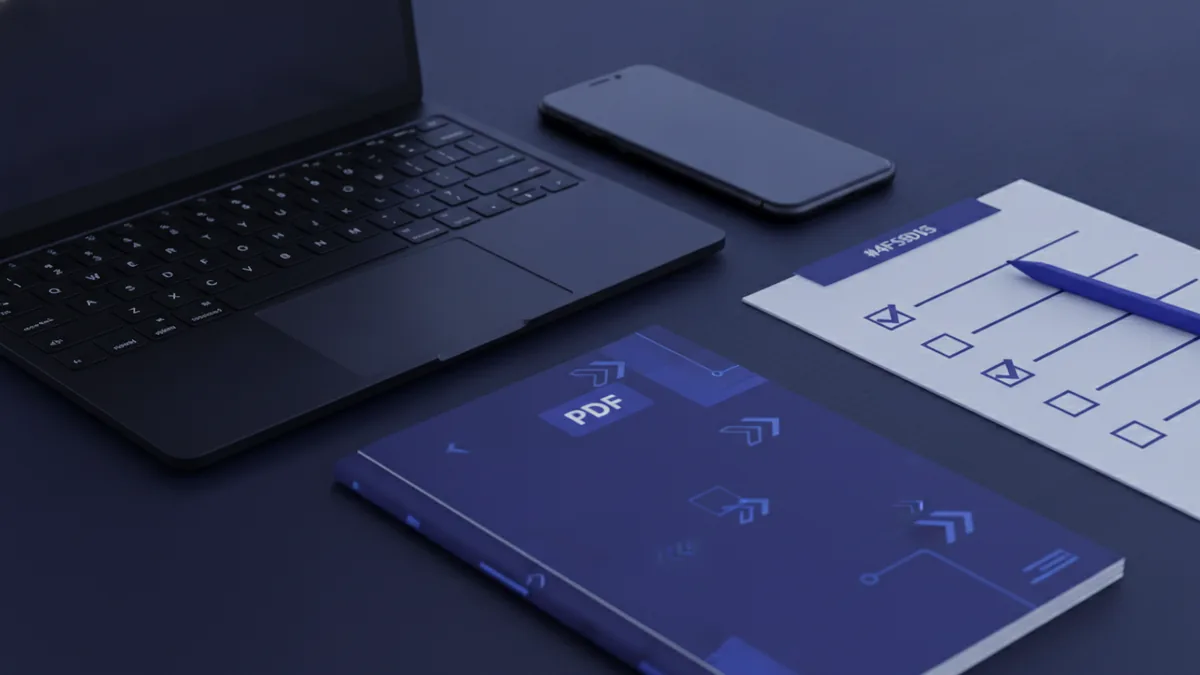 PDF pages being checked across a laptop and mobile device for working links
