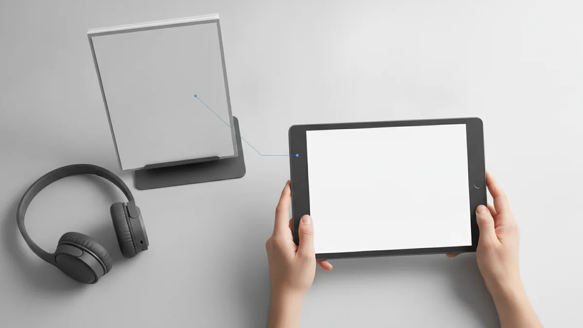 Choose a PDF read-aloud tool Hands using a tablet to review a document for read-aloud listening
