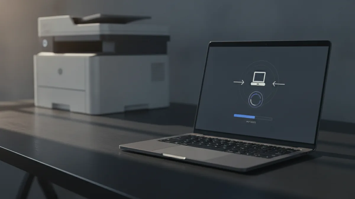 Add the Adobe PDF printer Laptop and printer environment representing adding a PDF printer