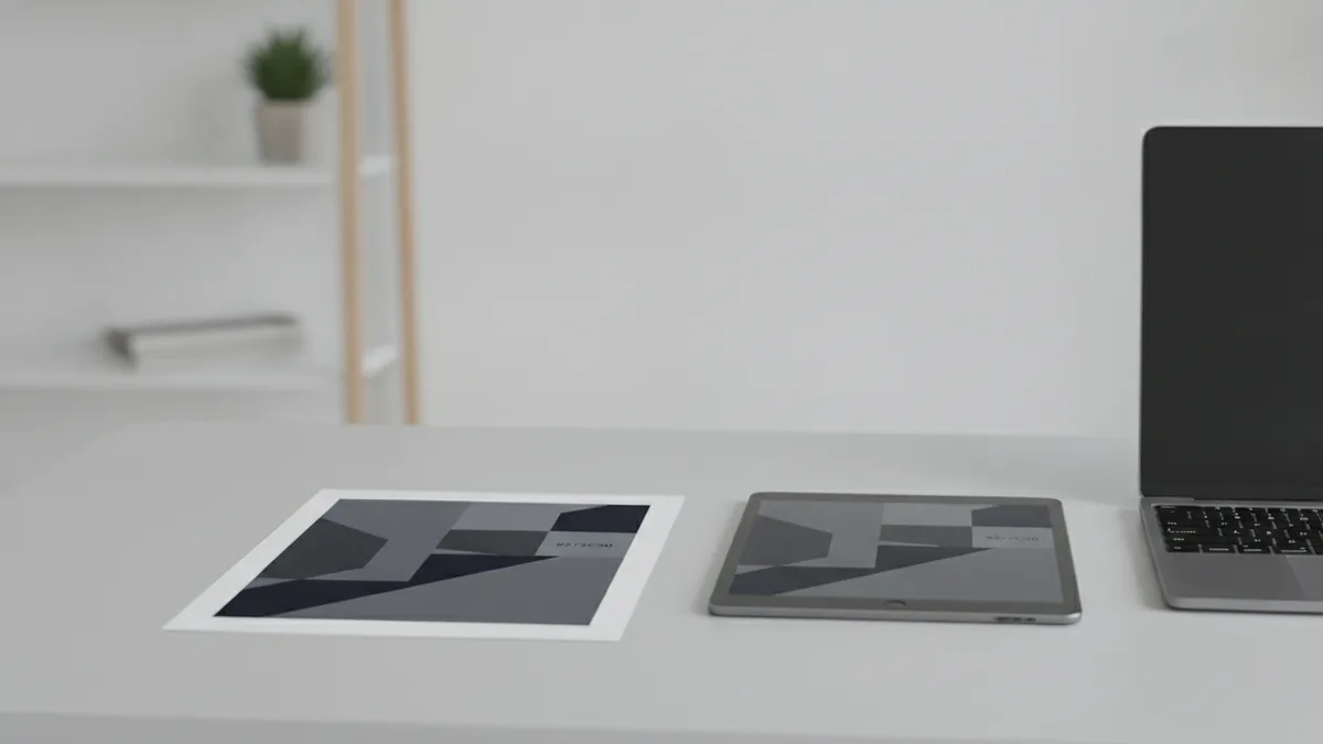 Test print and setup Checking print settings with a test page on a desk