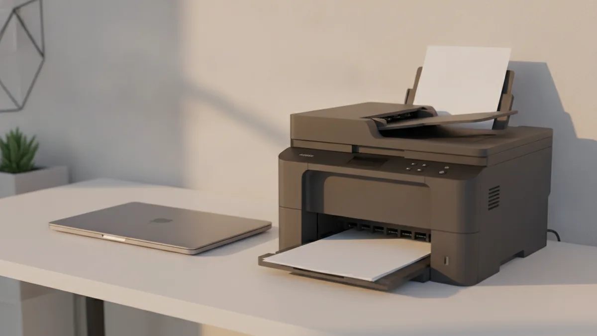 Mac computer and printer ready for duplex PDF printing