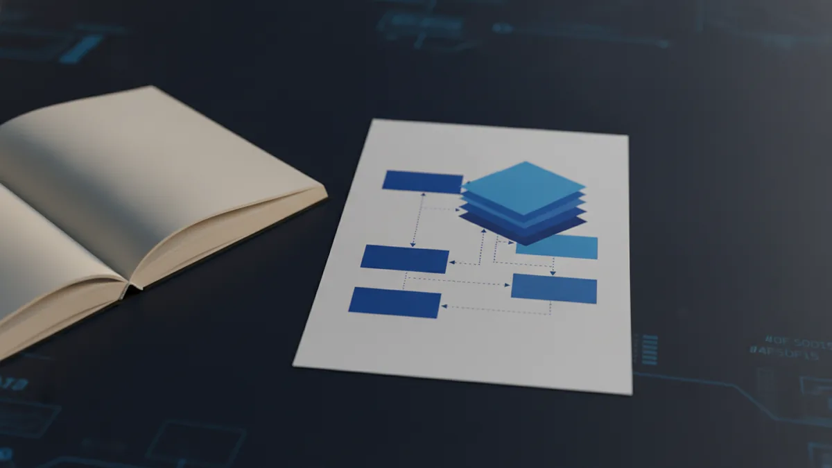Stacked diagram blocks representing PDF pages and document structure layers.