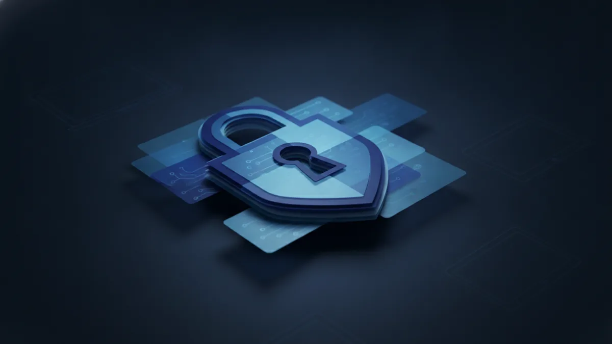 Abstract layered lock concept representing PDF password protection and access rights.