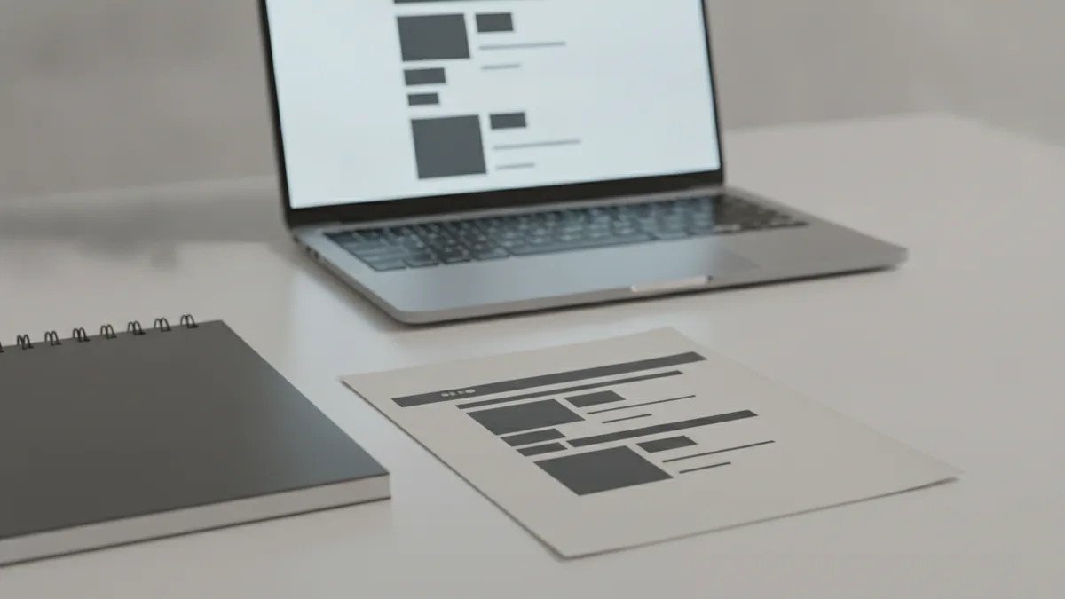 Notebook and printout representing captured webpage content as PDF