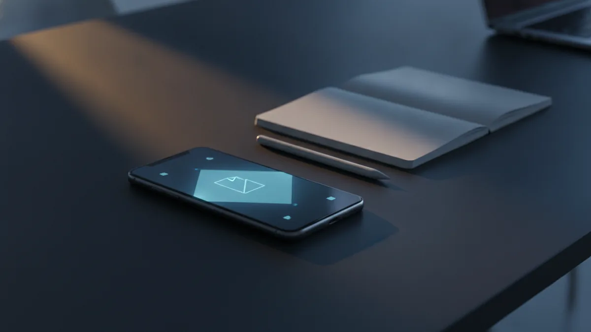 iPhone on a desk to convert a photo to a PDF using print preview