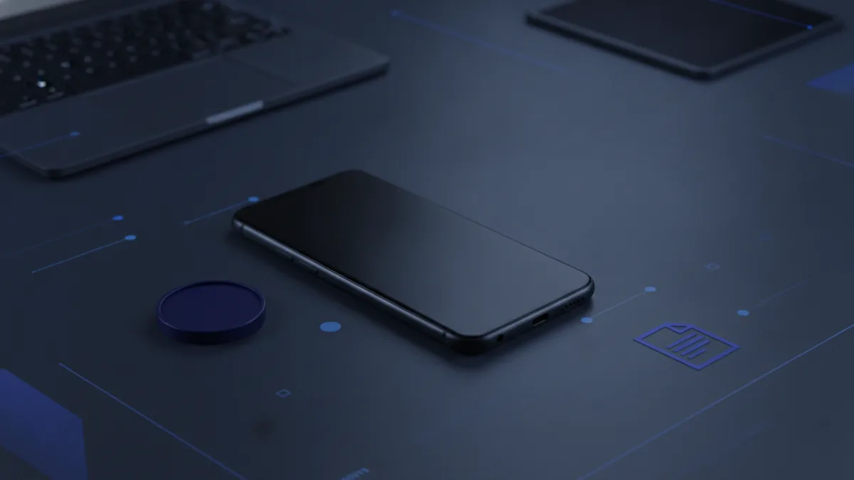 Android phone on a desk to export a photo as a PDF file