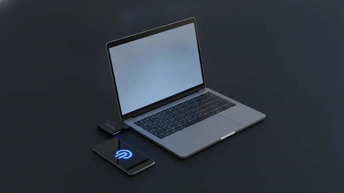 Laptop and mobile device setup for online photo-to-PDF conversion