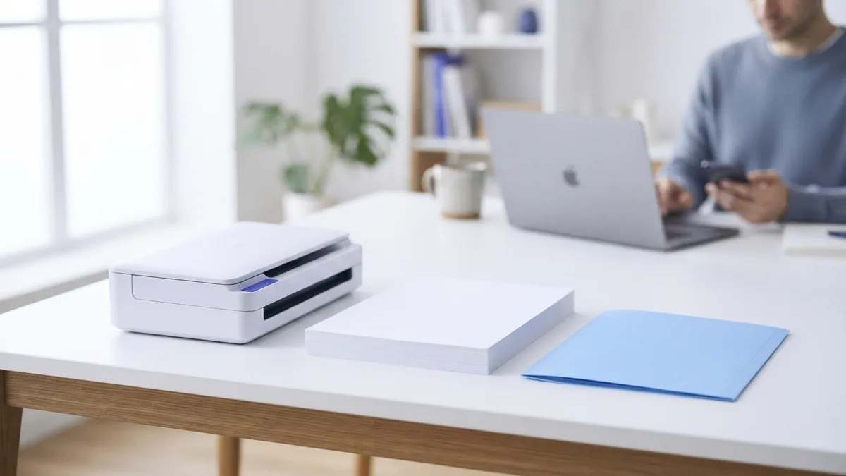 Document feeder with blank paper stack and folder for efficient PDF scanning