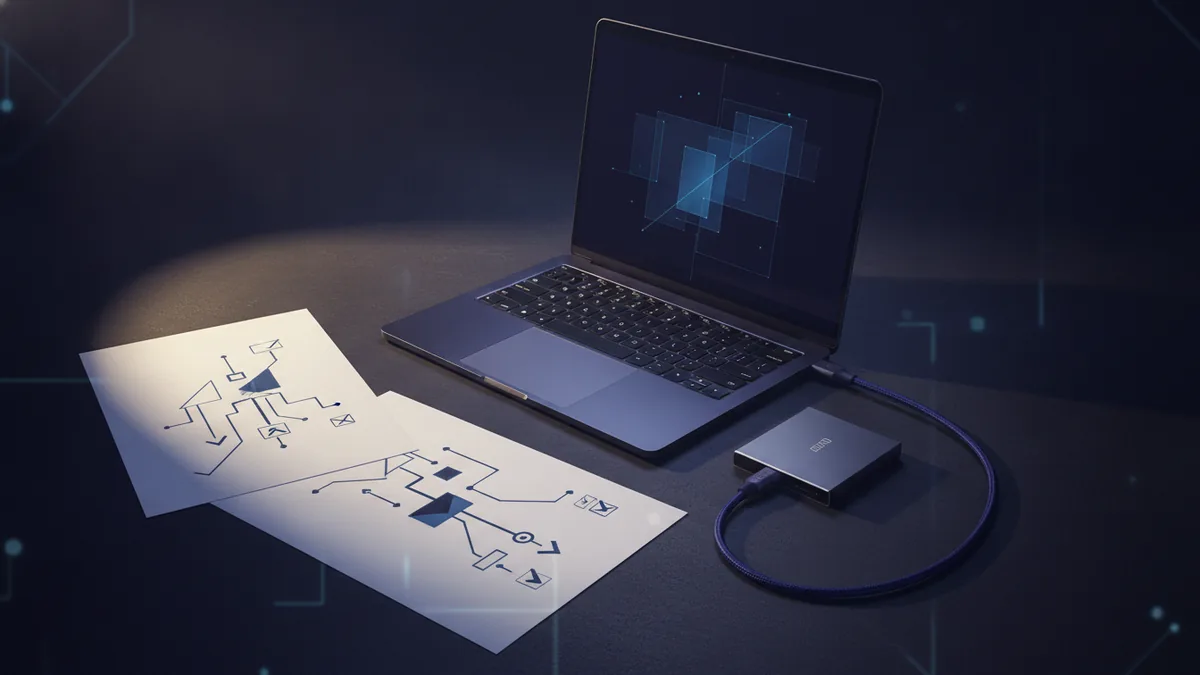 Laptop and documents reviewed after converting PDF to Word