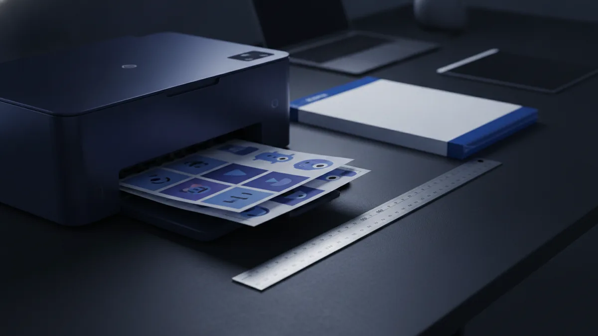 Sharp printed meme pages checked beside a home printer and paper stack