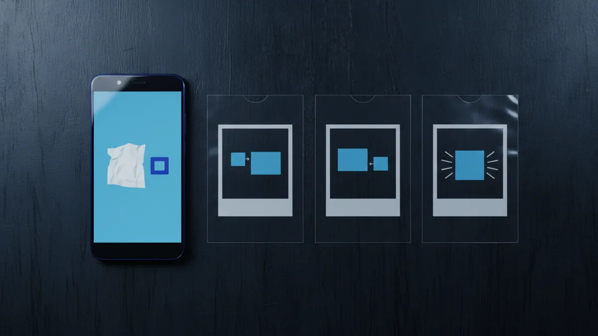 Android picture sorting workflow Android phone beside sorted pictures ready for a multi-page PDF