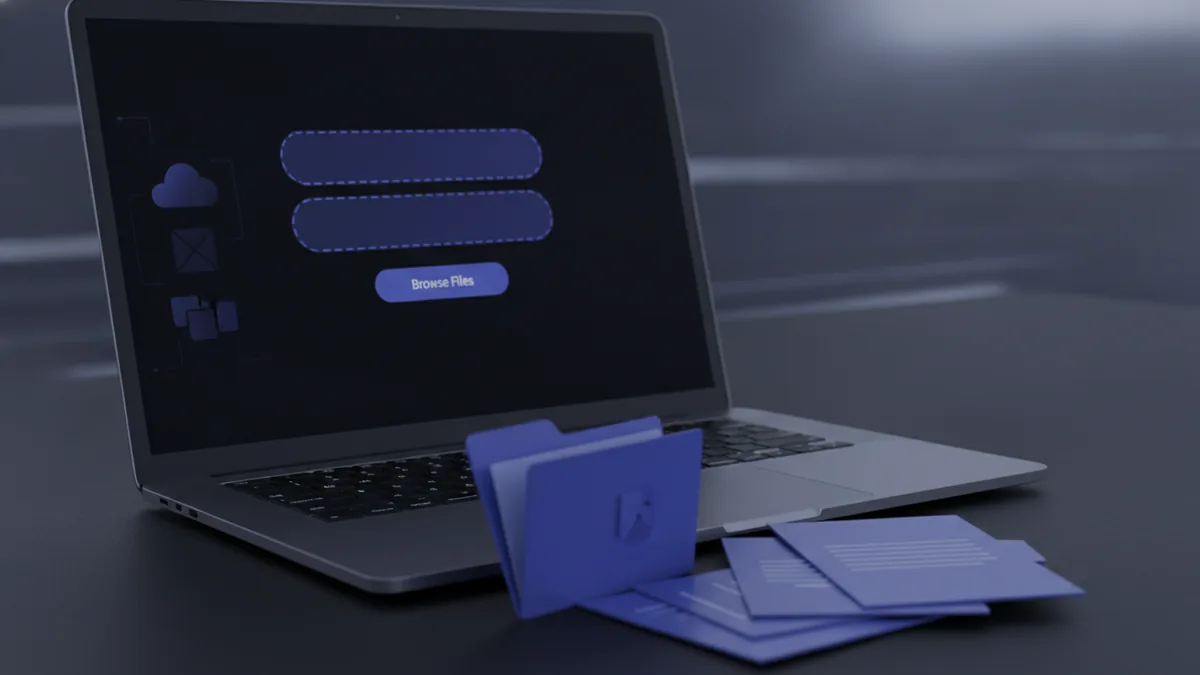 Desk setup with documents ready for a PDF upload process