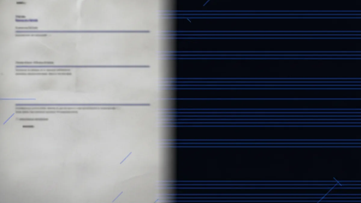 OCR-like clarity turning scanned text into readable content