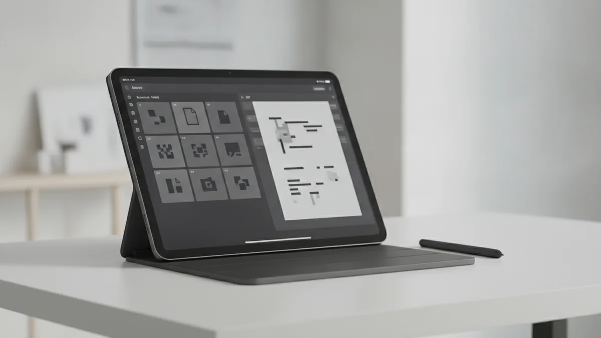 iPad screen showing PDF viewing and file organization for annotation