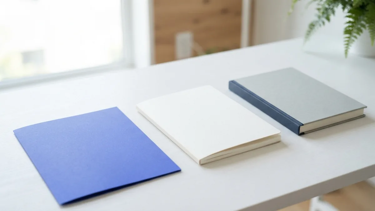 Materials for studying Black Consciousness Plain notebook, book, and blue folder on a bright study desk