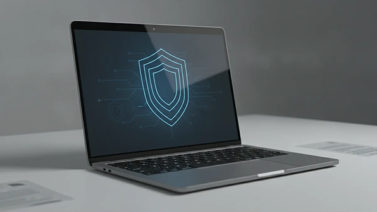 Security and encryption approach Secure online data handling scene with shield-like lighting feel